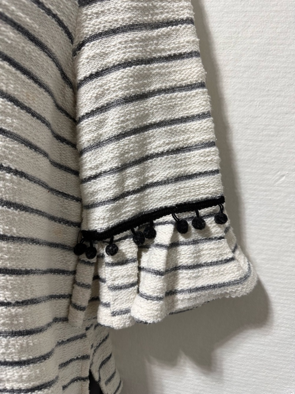 Doe & Rae Cream and Black Striped Ruffle Sleeve Top - Picture 4 of 13